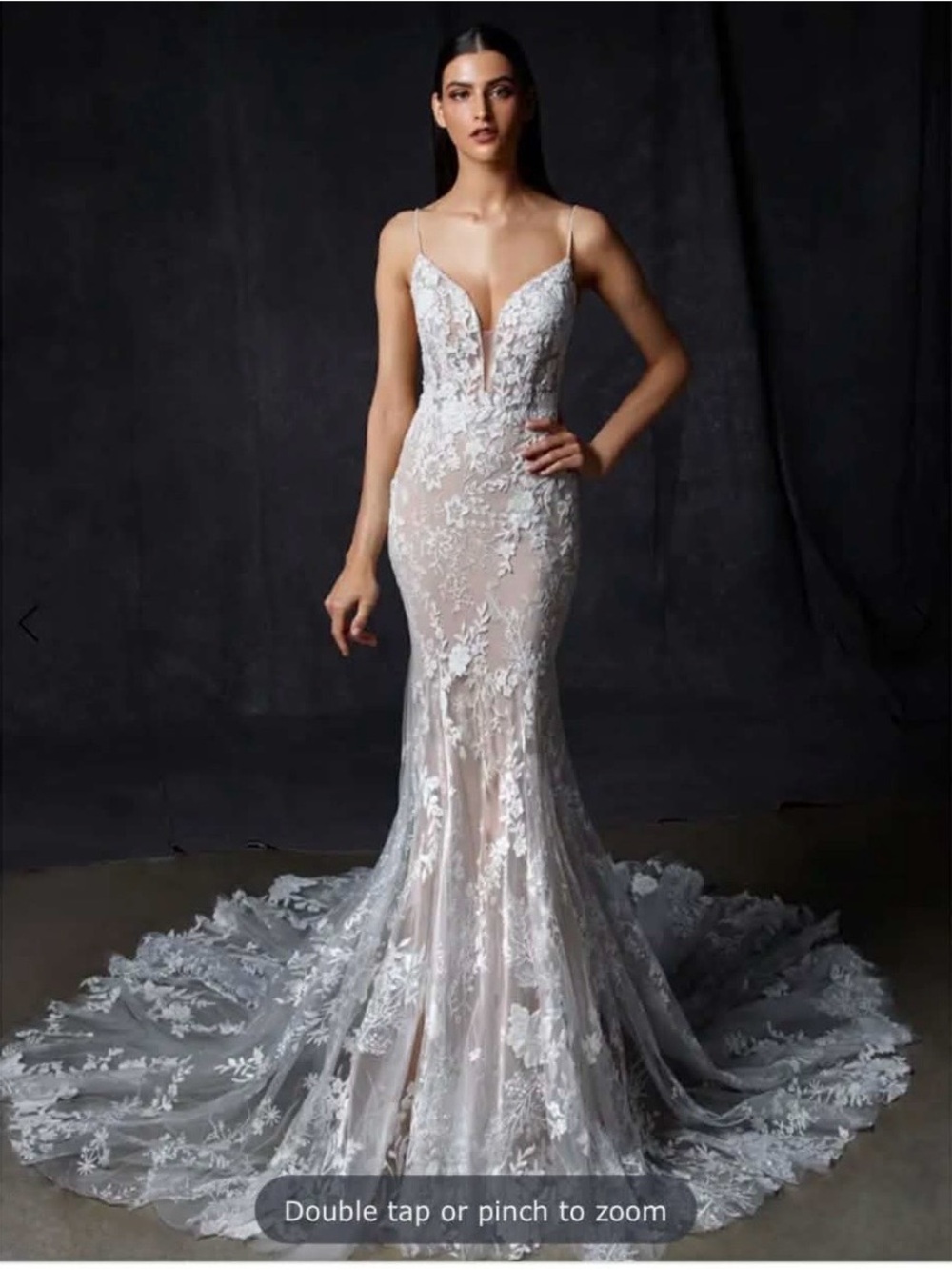 Enzoani Ora wedding dress- Sheer Lace Mermaid Wedding Gown with Train and Cape